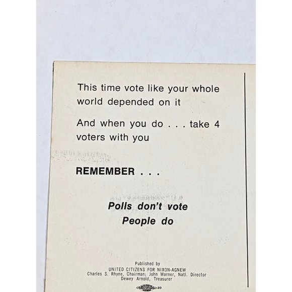 Vintage Postcard Richard Nixon & Agnew 1972 Political Advertising Playing Piano - Picture 6 of 8